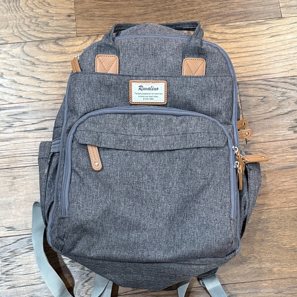 Charcoal Grey Diaper Bag Backpack
